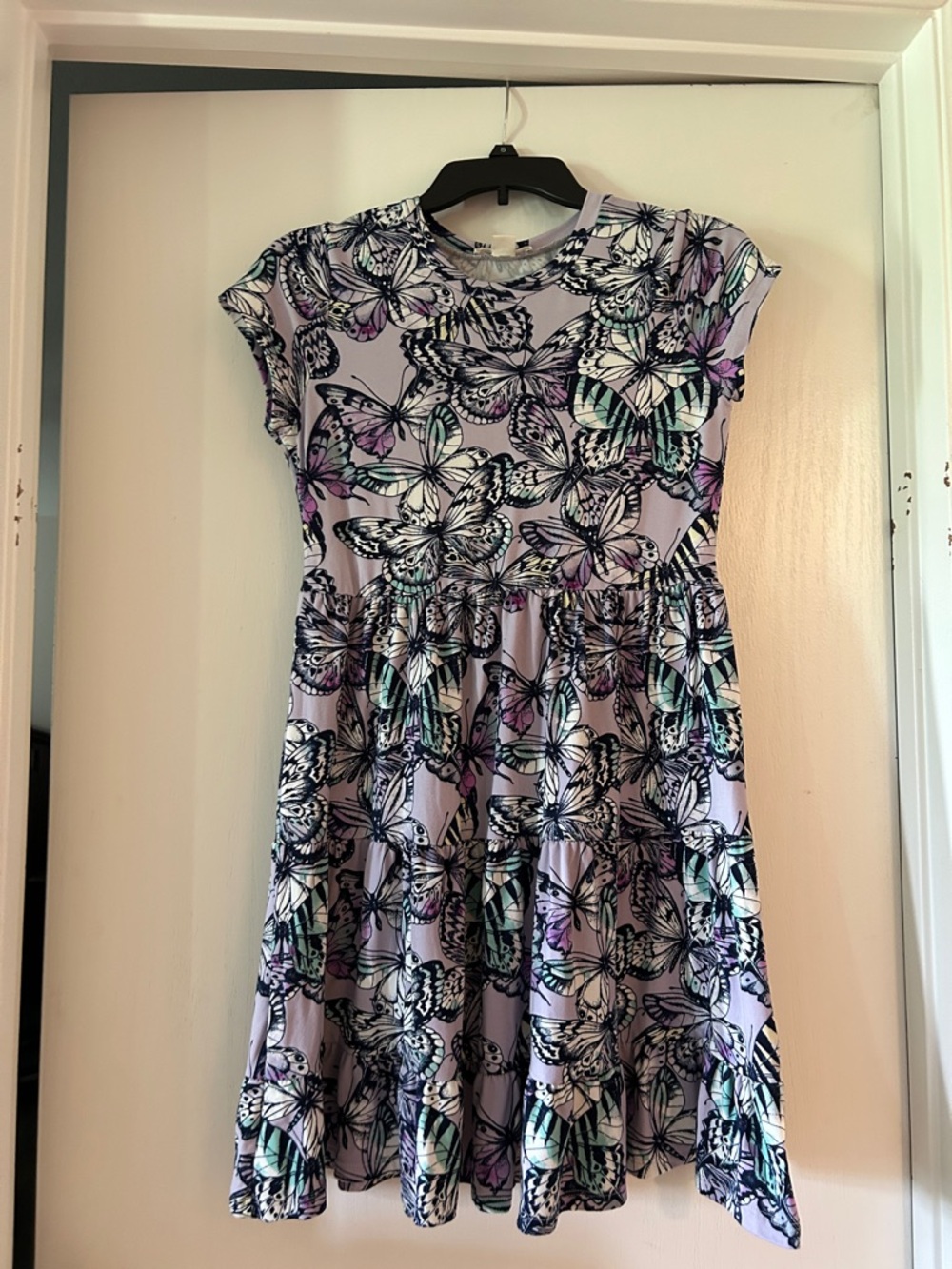 Knitworks Girls' Lavender Butterfly Print Dress